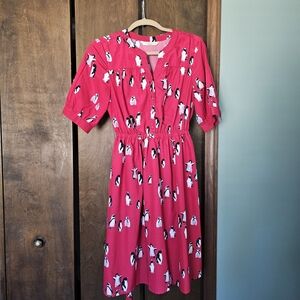 Red Dress with Penguin Print